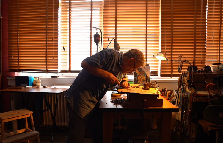 Inlaying craft scene from the documentary
